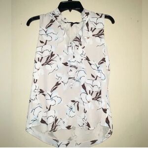 WHBM Floral Sleeveless Ruffle Blouse Size Medium